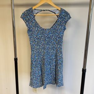 AE grey floral dress cut out back